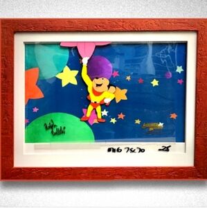 Mighty Mouse Ralph Bakshi SIGNED & Framed 3D Art, 14.75×18.25,Multi+Burnt Umber.